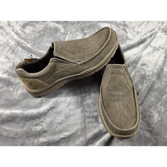 Skechers Shoes Mens 11 Expected Avillo Relaxed Fit Slip On Loafers Khaki NWOB - Picture 1 of 9